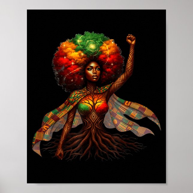 Poster Afro Queen Black Woman African Roots Melanin Black (Devant)