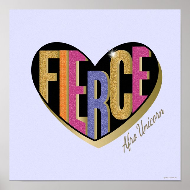 Poster Afro Unicorn Fierce Heart Design (Devant)