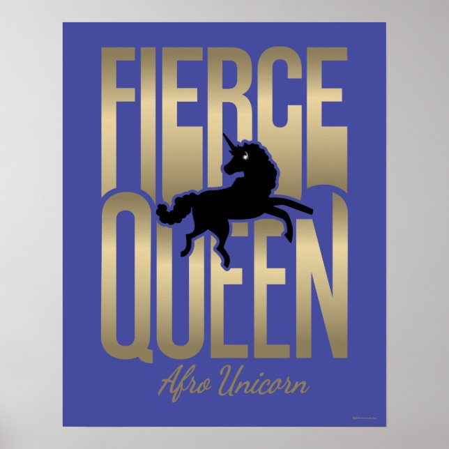 Poster Afro Unicorn Fierce Queen (Devant)