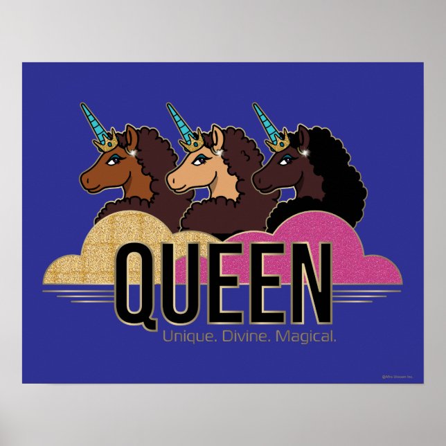 Poster Afro Unicorn Queen Trio Design (Devant)
