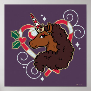 Poster Afro Unicorn Sucre de canne Heart Holiday