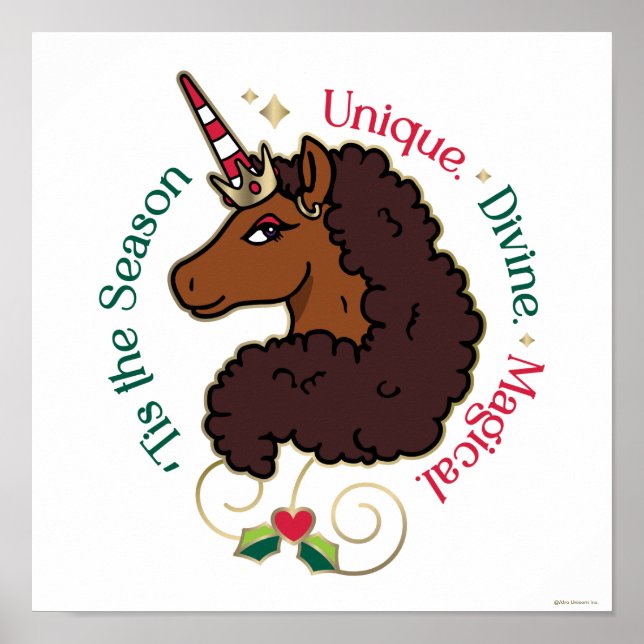 Poster Afro Unicorn 'Tis Season Holiday Unicorn (Devant)