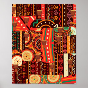Poster Afrocentric Kente Tribal Pattern Throw Pillow