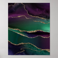 Agate attrayante | Joyau foncé Tone Pierre Or Vein