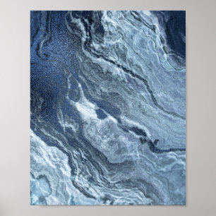 Poster Agate bleue cristallisée   Pierre marbrée en ardoi