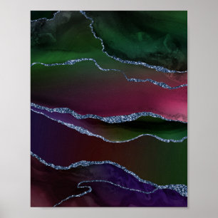 Poster Agate dynamique Couleur rose et vert pour bijou