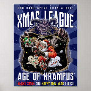 Poster Âge de ligue de Noël de Krampus