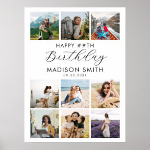 Poster Age personnalisé moderne Joyeux Anniversaire Photo
