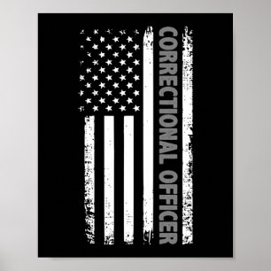 Poster Agent correctionnel Drapeau américain mince argent