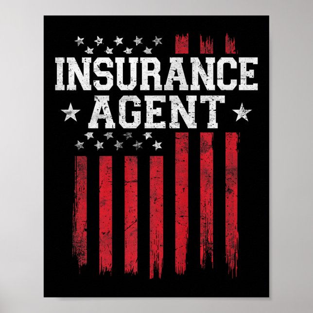 Poster Agent d'assurance Fier drapeau américain Usa Patri (Devant)