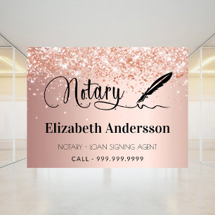 Poster Agent de signature de prêt notarial rose gold blus