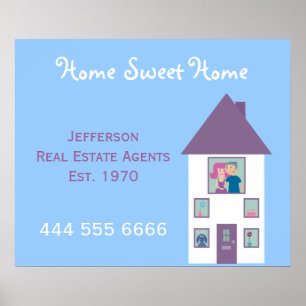Poster Agent immobilier Home Sweet Home Publicité