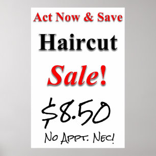 Poster Agissez maintenant et économisez Haircut Vente Bea