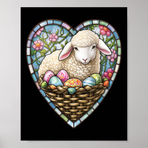 Poster Agneau Charme de Pâques et œufs de Pâques en vitra