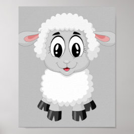 Poster agneau mouton mignon animal de ferme bébé
