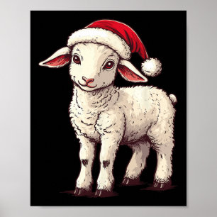 Poster Agneau Santa Hat Funny Framer Lamb Lover Noël Chri