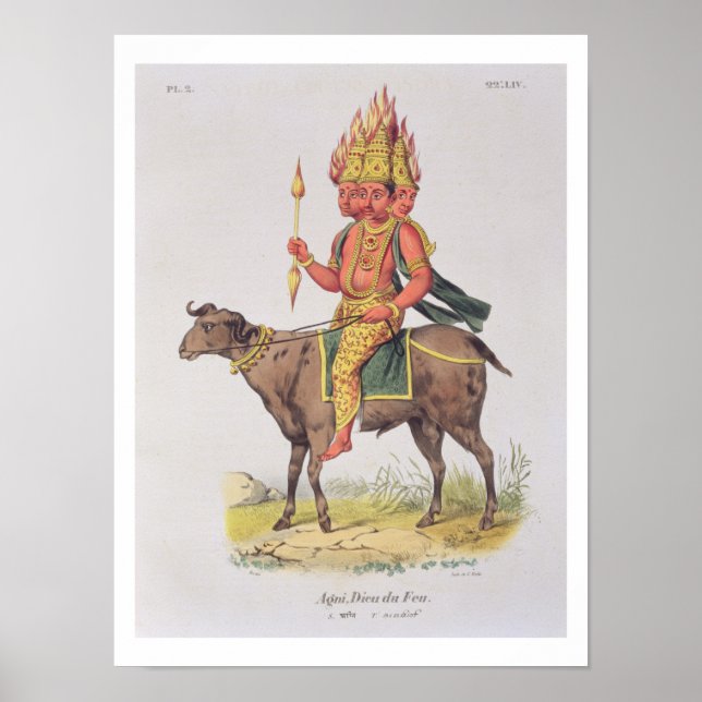 Poster Agni, Dieu du Feu, gravé par Charles Etienne Pie (Devant)