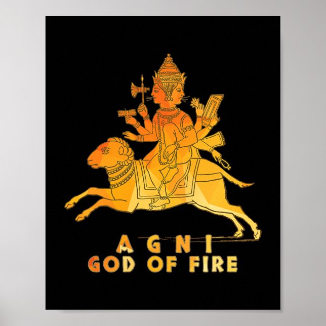 Poster Agni Hindu Dieu du Feu Inde (Devant)