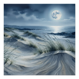 Poster Agrandissement de photo de Lune sur mer calme