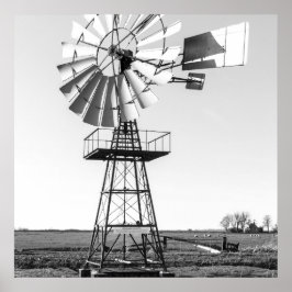 Poster Agricole Pompe à eau moulin à vent