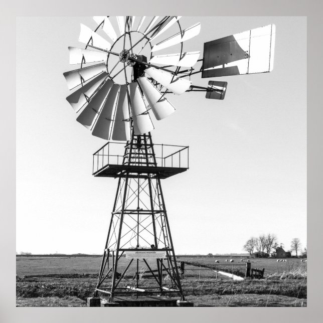 Poster Agricole Pompe à eau moulin à vent (Devant)