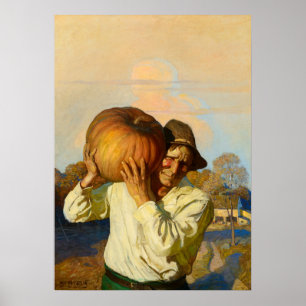 Poster Agriculteur avec Citrouille par Newell Convers Wye