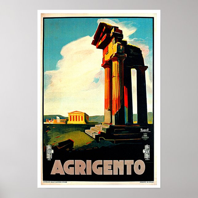 Poster Agrigente Sicile Italie Travel Art (Devant)