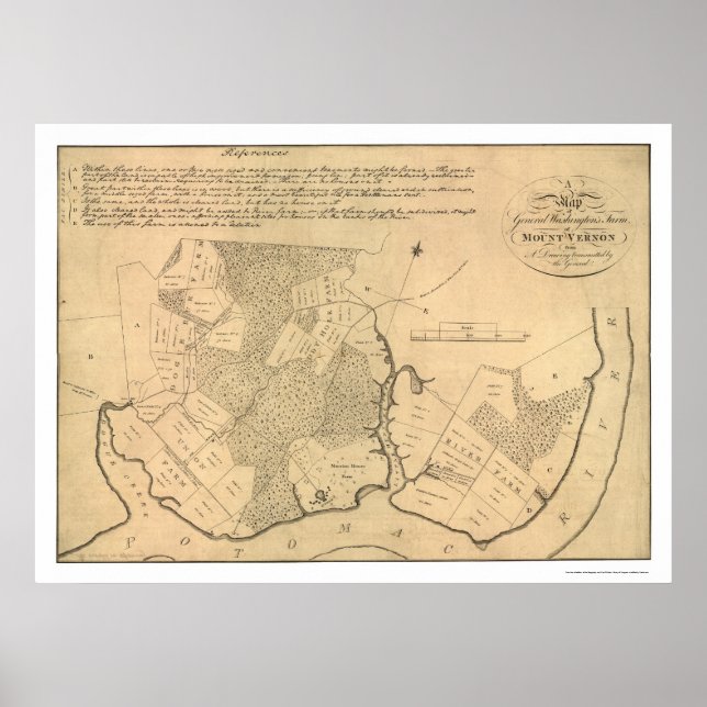 Poster Agritourisme général de Washington Mt Vernon Carte (Devant)