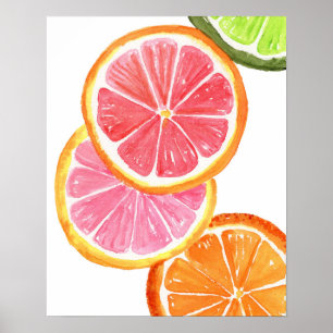 Poster Agrumes 16 X 20 Aquarelle Art