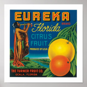 Poster Agrumes de la Floride de marque d'Eureka