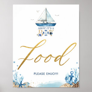 Poster Ahoy C'est un garçon Baby shower nautique Symbole 