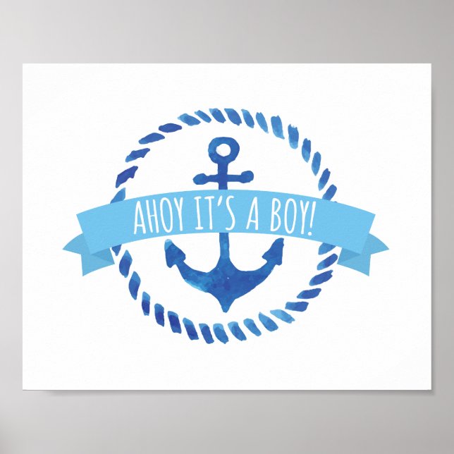 Poster Ahoy C'est un petit panneau de Baby shower (Devant)