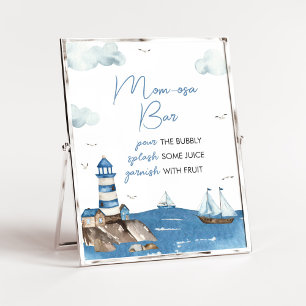 Poster Ahoy It’s A Boy Baby shower nautique Mom osa Bar