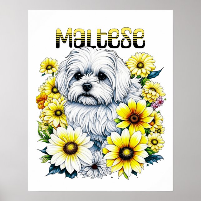 Poster Ai Art de l'aquarelle maltaise pour les propriétai (Devant)