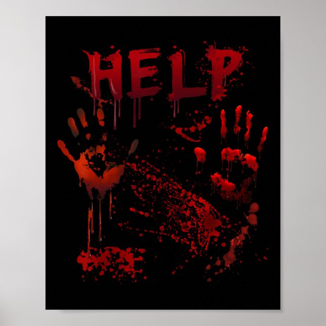 Poster Aide amusante Empreinte sanglante Halloween Costum (Devant)