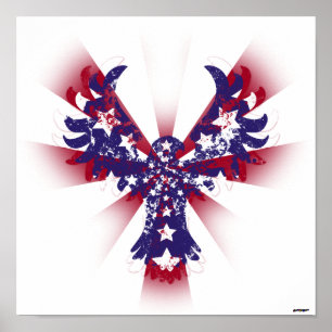 Poster Aigle américain étoiles et bandes