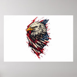 Poster Aigle américain patriotique vintage 4 juillet