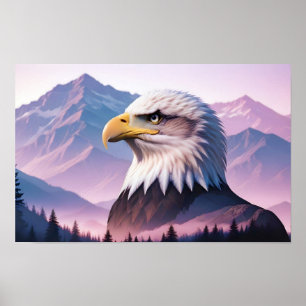 Poster Aigle Bald Double exposition Nature animale Wilder