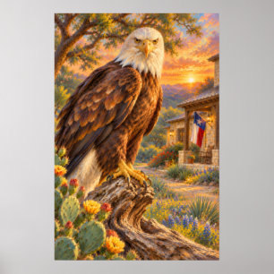 Poster Aigle chauve majestueux dans la lumière du Texas