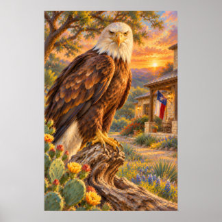 Poster Aigle chauve majestueux dans la lumière du Texas