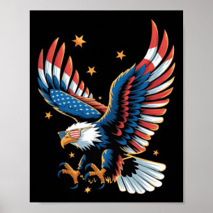 Poster Aigle chauve patriotique Drapeau américain 4 juill