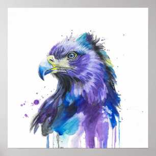 Poster Aigle coloré Art Aquarelle