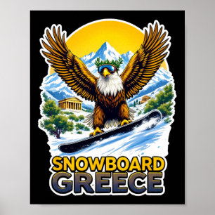 Poster Aigle De Snowboard En Grèce Pittoresque