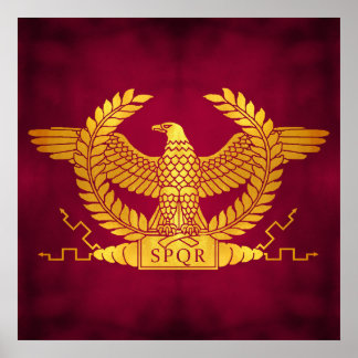 Poster Aigle d'or romain sur rouge