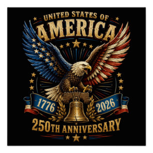 Poster Aigle du 250e anniversaire des États-Unis d'Amériq