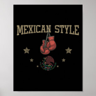 Poster Aigle En Boxe De Style Mexicain Tenant Un Symbole 