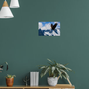 Poster Aigle en vol au-dessus de montagnes majestueuses