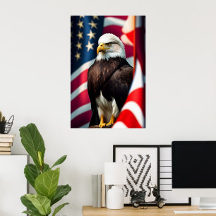 Poster Aigle et drapeau américain