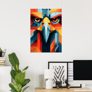 Poster Aigle Géométrique Symétrique Art Pop Abstrait Affi