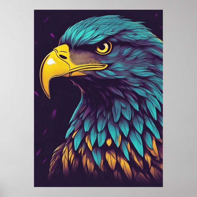 Poster Aigle Majestic aux couleurs vives (Devant)